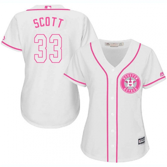 Women's Majestic Houston Astros 33 Mike Scott Authentic White Fashion Cool Base MLB Jersey