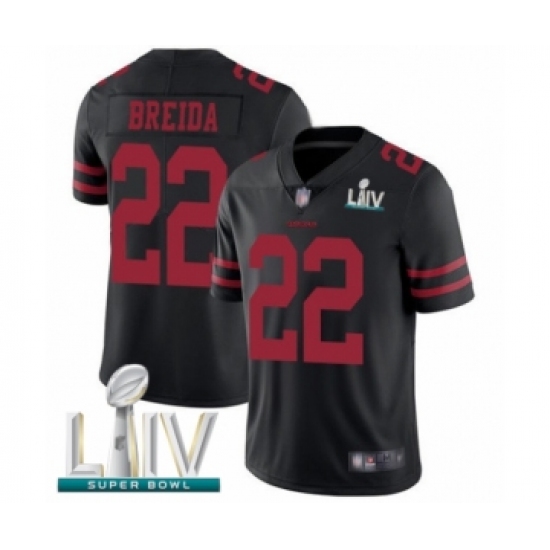 Men's San Francisco 49ers 22 Matt Breida Black Alternate Vapor Untouchable Limited Player Super Bowl LIV Bound Football Jersey