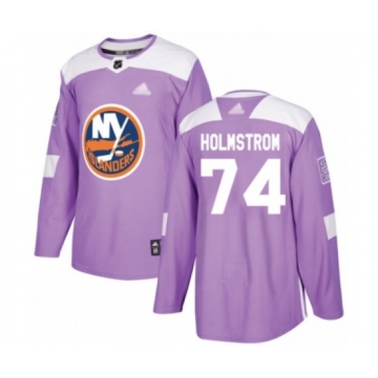 Youth New York Islanders 74 Simon Holmstrom Authentic Purple Fights Cancer Practice Hockey Jersey