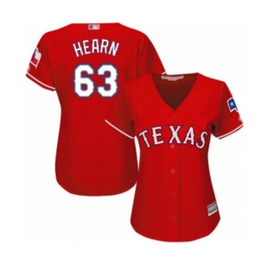 Women's Texas Rangers 63 Taylor Hearn Authentic Red Alternate Cool Base Baseball Player Jersey