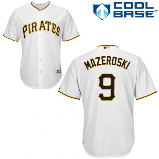 Youth Majestic Pittsburgh Pirates 9 Bill Mazeroski Replica White Home Cool Base MLB Jersey