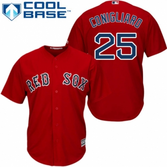 Men's Majestic Boston Red Sox 25 Tony Conigliaro Replica Red Alternate Home Cool Base MLB Jersey