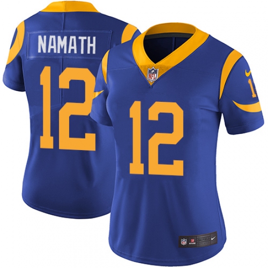 Women's Nike Los Angeles Rams 12 Joe Namath Royal Blue Alternate Vapor Untouchable Limited Player NFL Jersey
