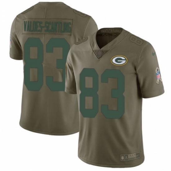 Men's Nike Green Bay Packers 83 Marquez Valdes-Scantling Limited Olive 2017 Salute to Service NFL Jersey