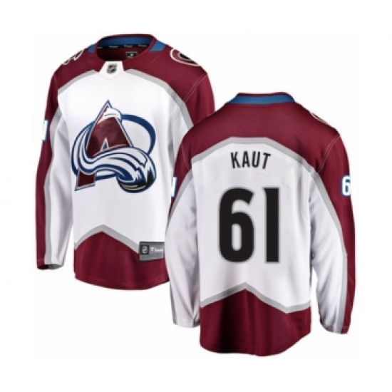 Youth Colorado Avalanche 61 Martin Kaut Authentic White Away Fanatics Branded Breakaway NHL Jersey