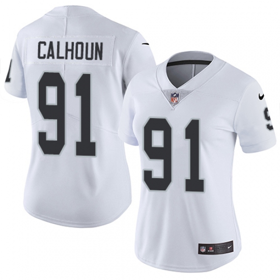 Women's Nike Oakland Raiders 91 Shilique Calhoun Elite White NFL Jersey
