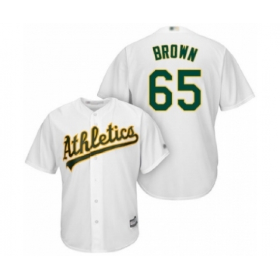 Youth Oakland Athletics 65 Seth Brown Authentic White Home Cool Base Baseball Player Jersey