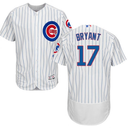 Men's Majestic Chicago Cubs 17 Kris Bryant White Home Flex Base Authentic Collection MLB Jersey