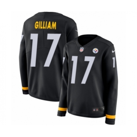 Women's Nike Pittsburgh Steelers 17 Joe Gilliam Limited Black Therma Long Sleeve NFL Jersey