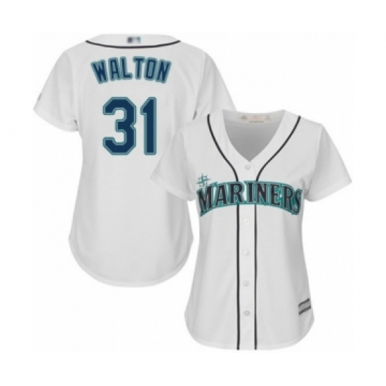 Women's Seattle Mariners 31 Donnie Walton Authentic White Home Cool Base Baseball Player Jersey