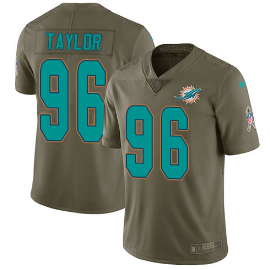 Youth Nike Miami Dolphins 96 Vincent Taylor Limited Olive 2017 Salute to Service NFL Jersey