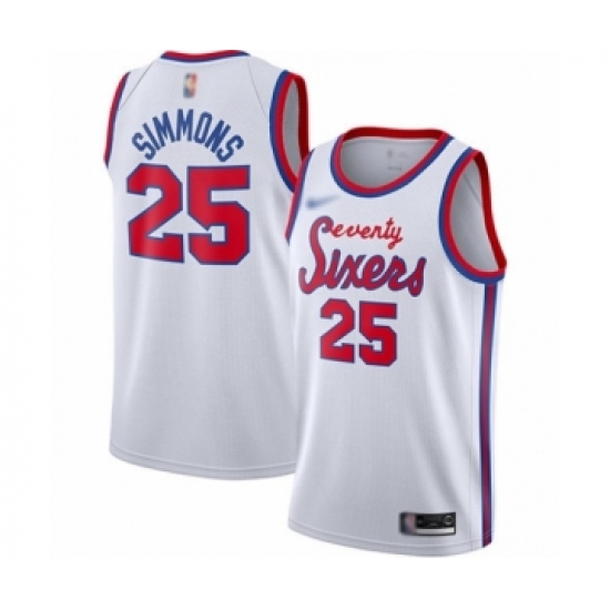 Men's Philadelphia 76ers 25 Ben Simmons Authentic White Hardwood Classics Basketball Jersey