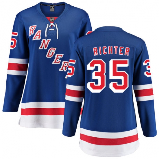 Women's New York Rangers 35 Mike Richter Fanatics Branded Royal Blue Home Breakaway NHL Jersey