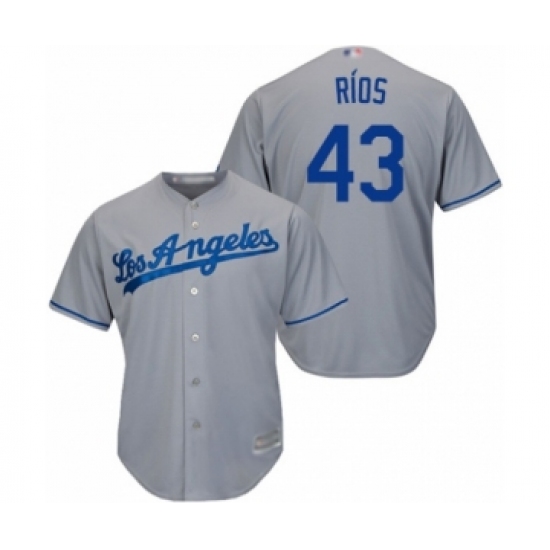 Youth Los Angeles Dodgers 43 Edwin Rios Authentic Grey Road Cool Base Baseball Player Jersey