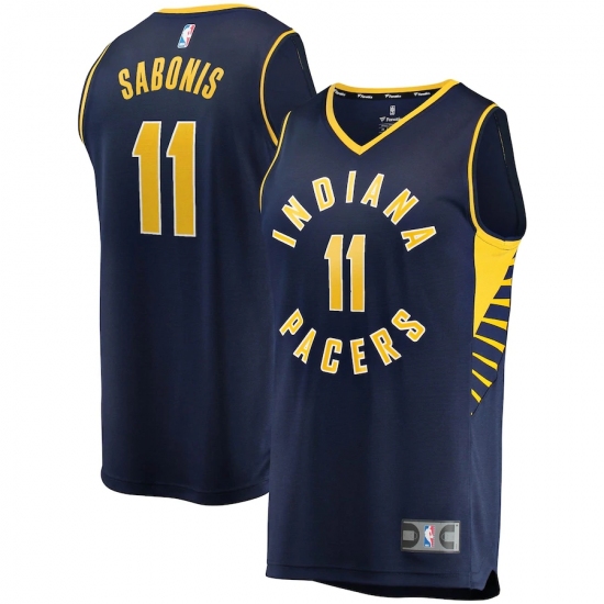 Men's Indiana Pacers 11 Domantas Sabonis Fanatics Branded Navy 2020-21 Fast Break Player Jersey