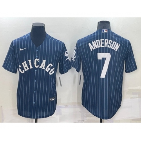 Men's Chicago White Sox 7 Tim Anderson Navy Cool Base Stitched Jersey