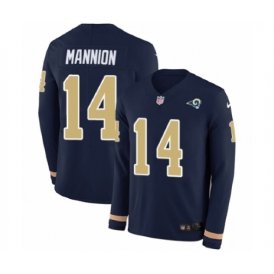 Men's Nike Los Angeles Rams 14 Sean Mannion Limited Navy Blue Therma Long Sleeve NFL Jersey