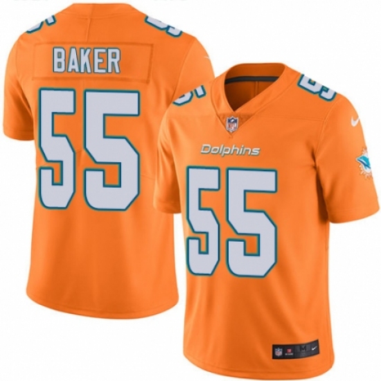 Men's Nike Miami Dolphins 55 Jerome Baker Limited Orange Rush Vapor Untouchable NFL Jersey