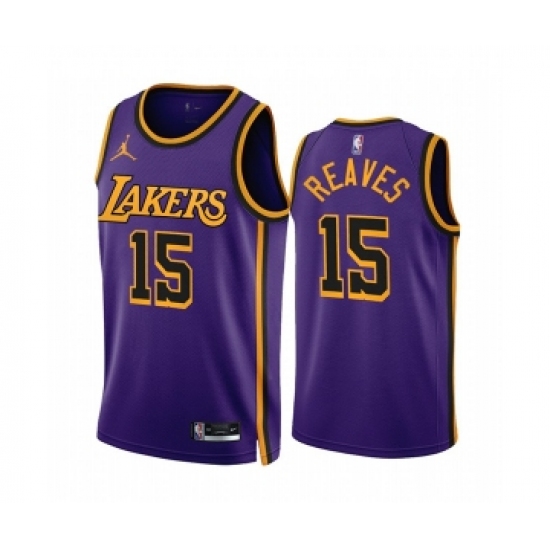 Men's Los Angeles Lakers 15 Austin Reaves 2022-23 Purple Statement Edition Stitched Basketball Jersey