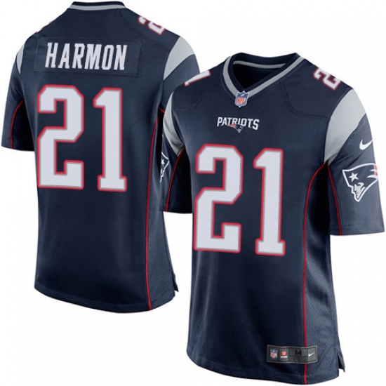 Men's Nike New England Patriots 21 Duron Harmon Game Navy Blue Team Color NFL Jersey