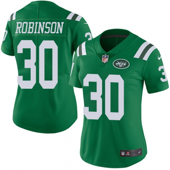 Women Nike New York Jets 30 Rashard Robinson Limited Green Rush Vapor Untouchable NFL Jersey