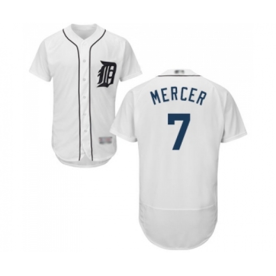 Men's Detroit Tigers 7 Jordy Mercer White Home Flex Base Authentic Collection Baseball Jersey