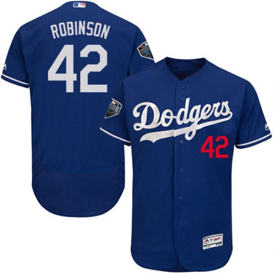 Men's Majestic Los Angeles Dodgers 42 Jackie Robinson Royal Blue Flexbase Authentic Collection 2018 World Series MLB Jersey
