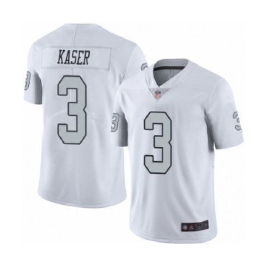 Men's Oakland Raiders 3 Drew Kaser Limited White Rush Vapor Untouchable Football Jersey