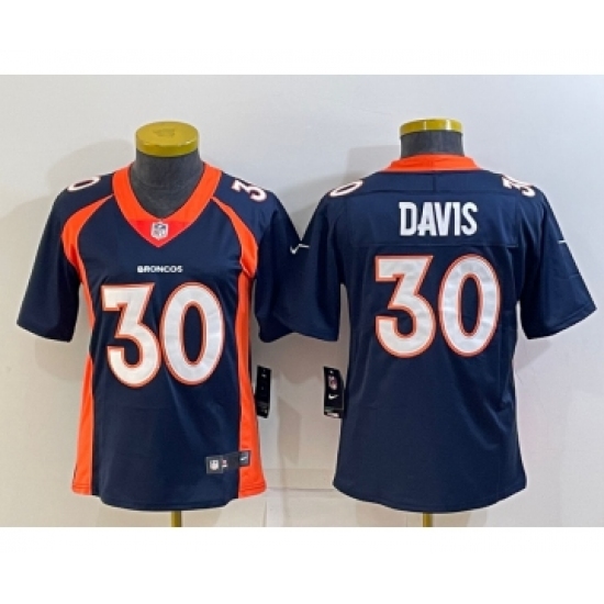 Women's Denver Broncos 30 Terrell Davis Navy Blue 2022 Vapor Untouchable Stitched NFL Nike Limited Jersey