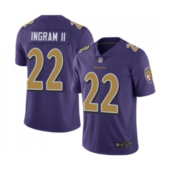 Men's Baltimore Ravens 22 Mark Ingram II Limited Purple Rush Vapor Untouchable Football Jersey