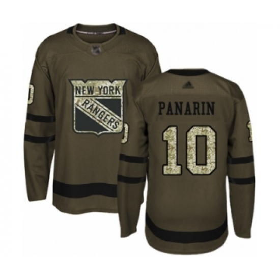 Youth New York Rangers 10 Artemi Panarin Authentic Green Salute to Service Hockey Jersey