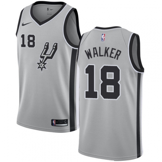 Men's Nike San Antonio Spurs 18 Lonnie Walker Authentic Silver NBA Jersey Statement Edition