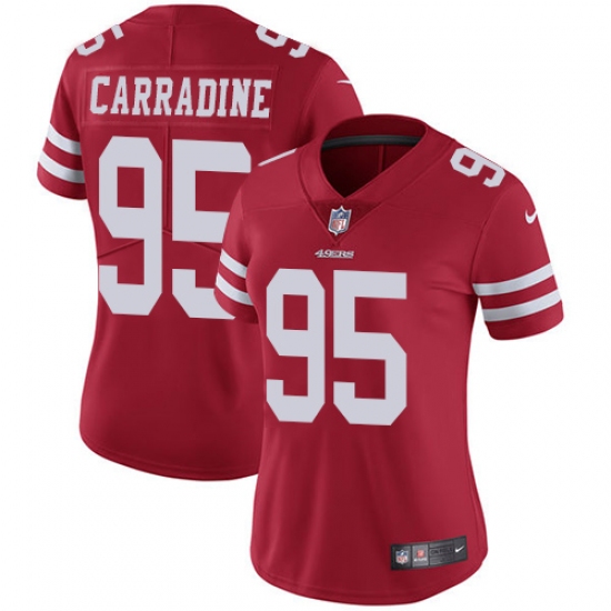 Women's Nike San Francisco 49ers 95 Cornellius Carradine Red Team Color Vapor Untouchable Limited Player NFL Jersey