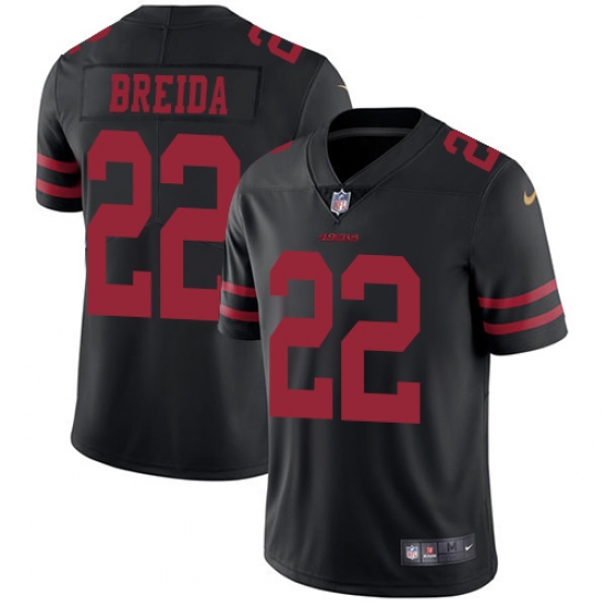 Men's Nike San Francisco 49ers 22 Matt Breida Black Vapor Untouchable Limited Player NFL Jersey