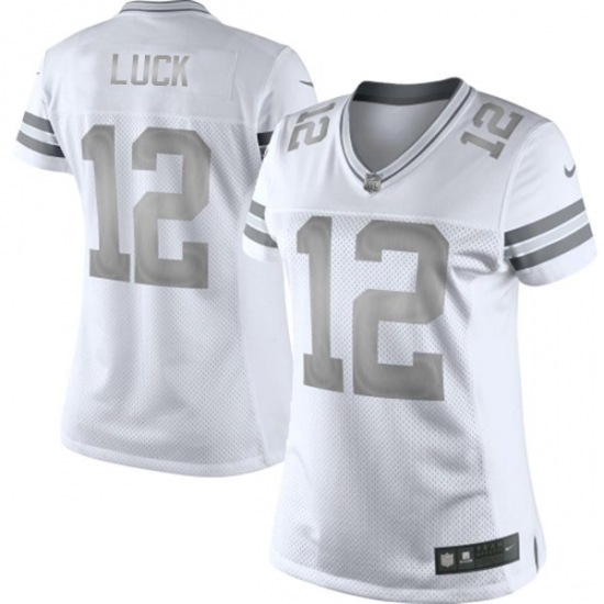 Women's Nike Indianapolis Colts 12 Andrew Luck Limited White Platinum NFL Jersey