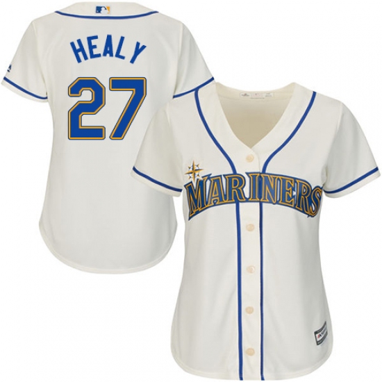 Women's Majestic Seattle Mariners 27 Ryon Healy Replica Cream Alternate Cool Base MLB Jersey