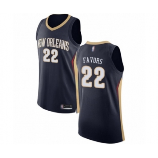 Men's New Orleans Pelicans 22 Derrick Favors Authentic Navy Blue Basketball Jersey - Icon Edition