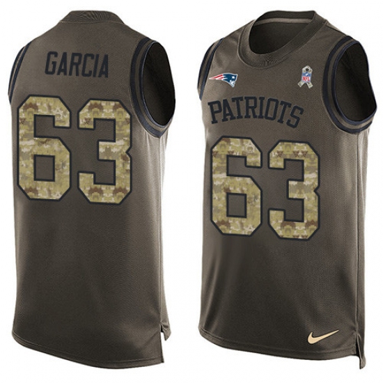 Men's Nike New England Patriots 63 Antonio Garcia Limited Green Salute to Service Tank Top NFL Jersey