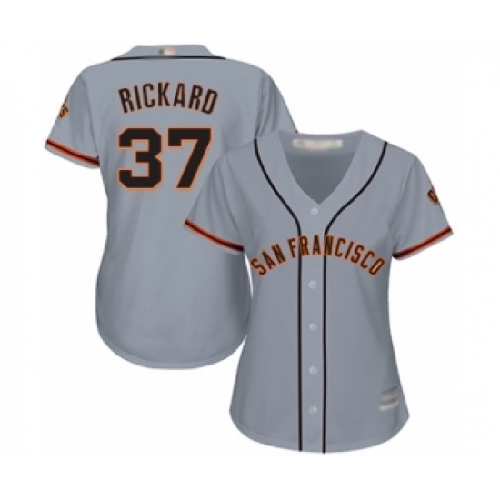 Women's San Francisco Giants 37 Joey Rickard Authentic Grey Road Cool Base Baseball Player Jersey
