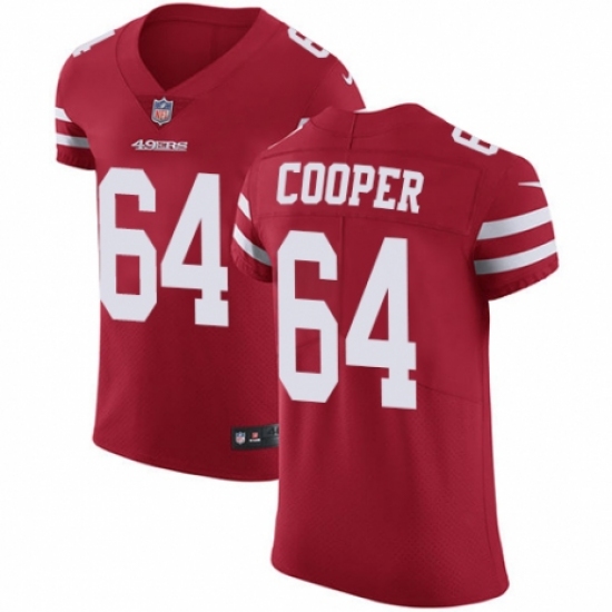 Men's Nike San Francisco 49ers 64 Jonathan Cooper Red Team Color Vapor Untouchable Elite Player NFL Jersey