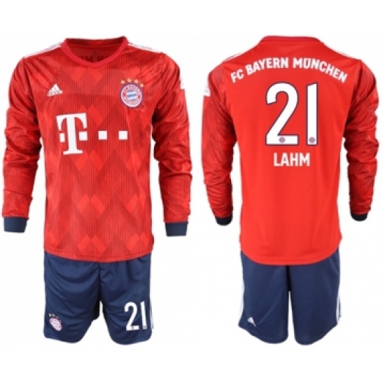 Bayern Munchen 21 Lahm Home Long Sleeves Soccer Club Jersey