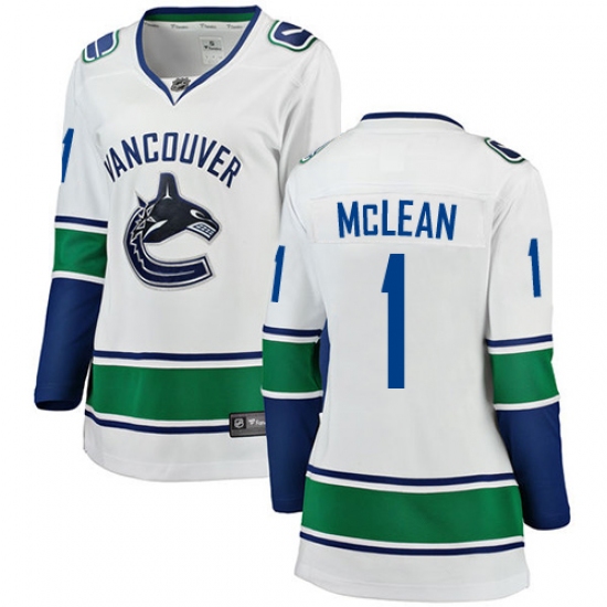 Women's Vancouver Canucks 1 Kirk Mclean Fanatics Branded White Away Breakaway NHL Jersey