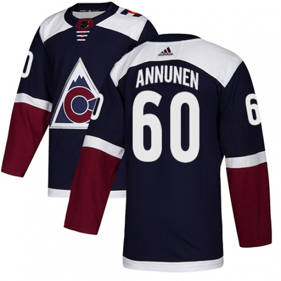 Men's Adidas Colorado Avalanche 60 Justus Annunen Authentic Navy Blue Alternate NHL Jersey