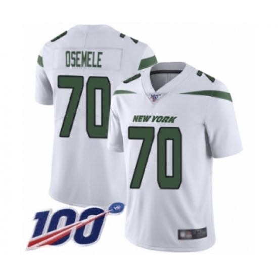 Men's New York Jets 70 Kelechi Osemele White Vapor Untouchable Limited Player 100th Season Football Jersey