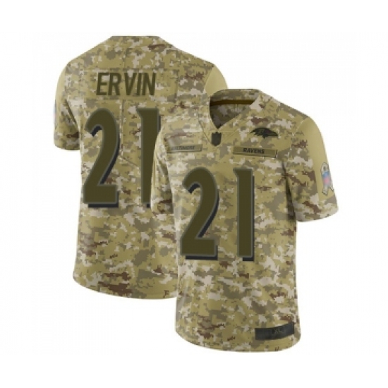 Men's Baltimore Ravens 21 Tyler Ervin Limited Camo 2018 Salute to Service Football Jersey