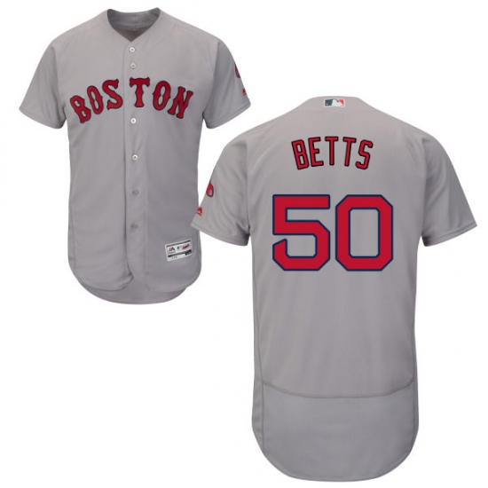 Men's Majestic Boston Red Sox 50 Mookie Betts Grey Road Flex Base Authentic Collection MLB Jersey