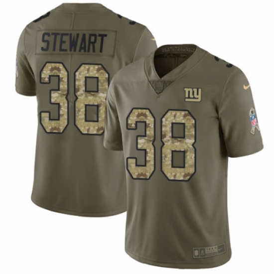 Youth Nike New York Giants 38 Jonathan Stewart Limited Olive/Camo 2017 Salute to Service NFL Jersey