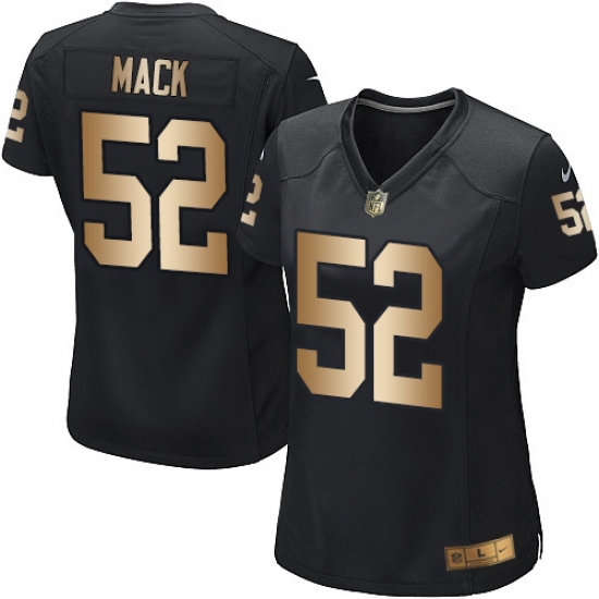 Women's Nike Oakland Raiders 52 Khalil Mack Elite Black/Gold Team Color NFL Jersey