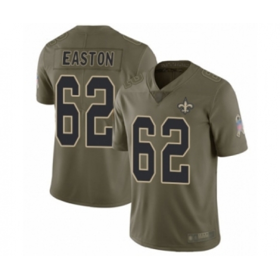 Youth New Orleans Saints 62 Nick Easton Limited Olive 2017 Salute to Service Football Jersey