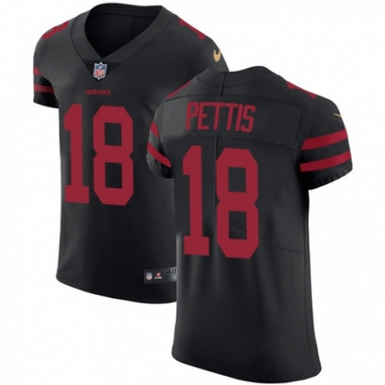 Men's Nike San Francisco 49ers 18 Dante Pettis Black Alternate Vapor Untouchable Elite Player NFL Jersey